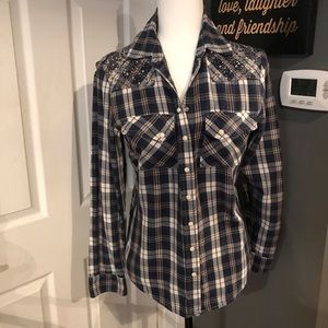 Haute Hippie 🤠 Plaid Studded Shirt